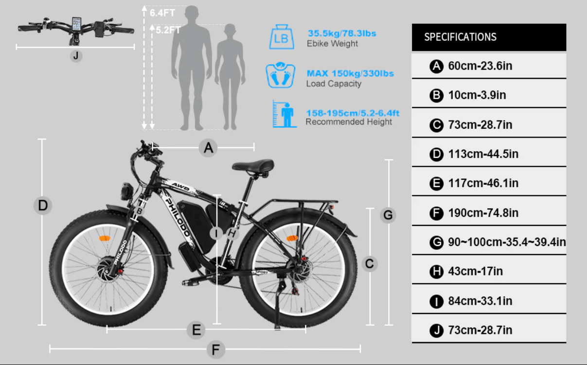 PHILODO H8 Dual Motor electric Bike cargo - Pogo Cycles available in cycle to work